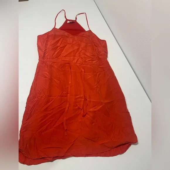 madewell red silk dress Silk Eva Side-Slit Slip Dress